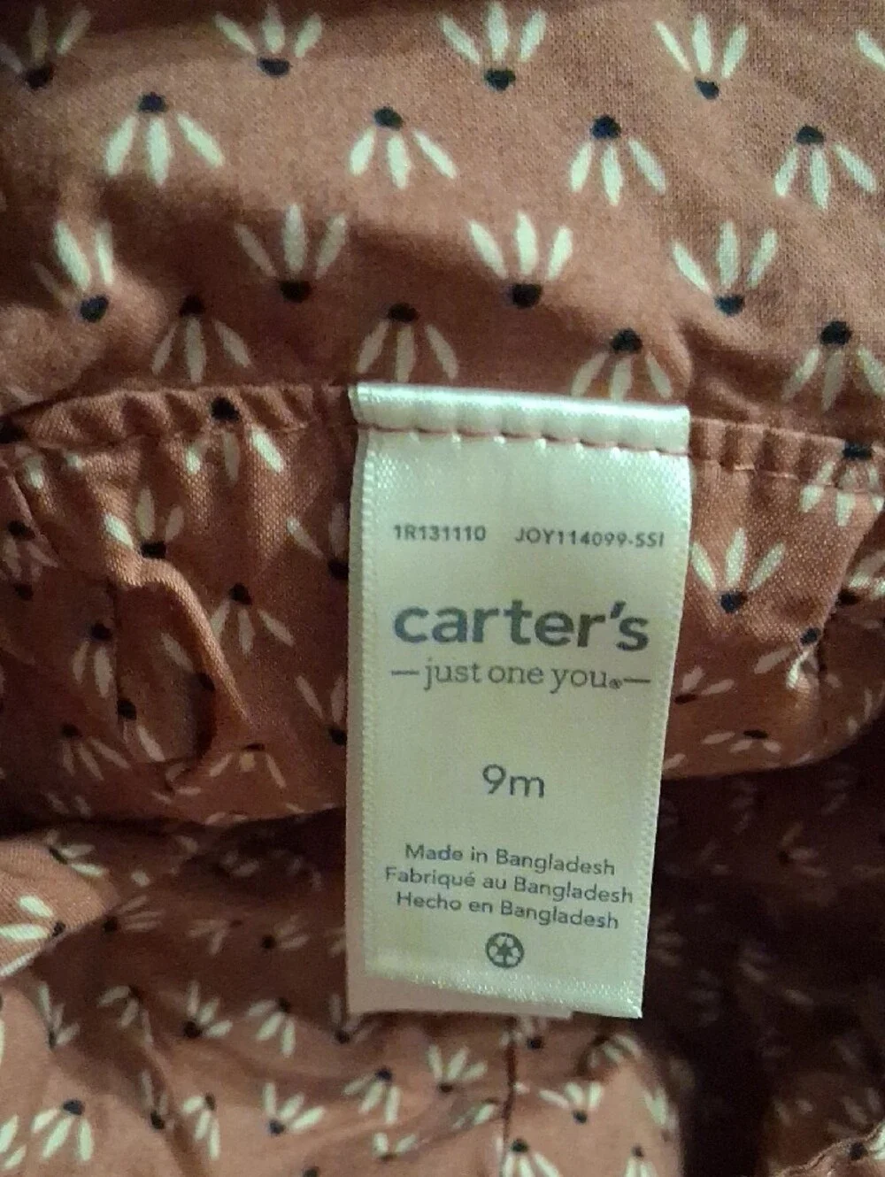 Carter's Rust Brown Floral Sundress with Matching Hat